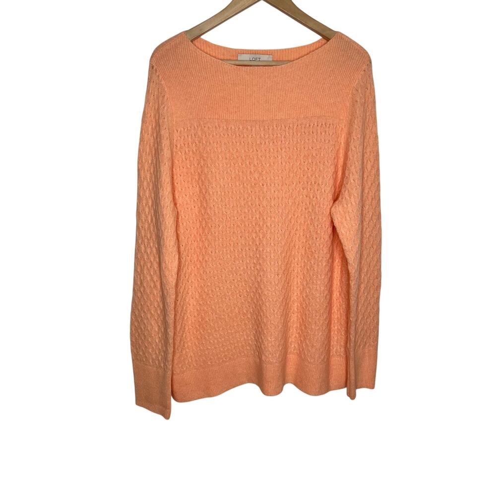 Loft Long Sleeve Pullover Sweater Womens XXL Orange Sherbet Knit Casual Fall